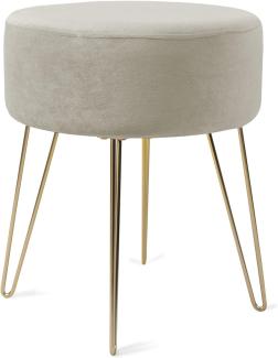 Zedelmaier Runder Sitzhocker Schminktisch Hocker Ottoman Gepolsterter Hocker Metallstütze Beige