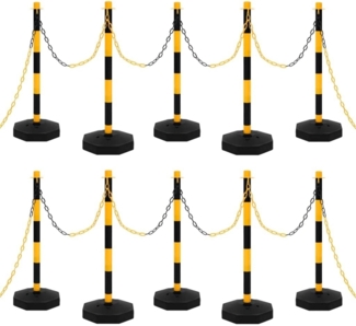 vidaXL Kettenpfosten-Set mit 10 m Kunststoffkette 150958