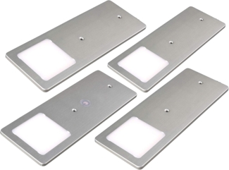 kalb LED Unterbauleuchte silber 5W - sehr flache Küchenleuchte mit Touch-Dimmfunktion, 4er Set neutralweiß, neutralweiss