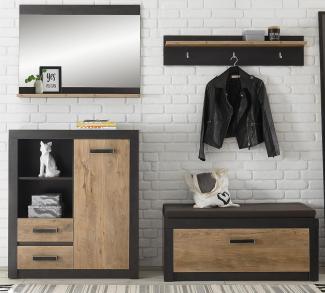 Garderobe Beveren in Kastanie und Fresco grau Set 5-teilig 219 x 200 cm