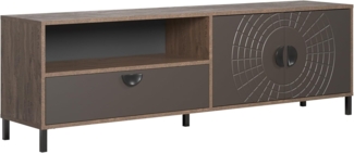 trendteam smart living - Fusion - TV-Schrank - Rostoptik/Perlbronze - TV-Unterteil mit 2 Türen, 2 Einlegeboden, 1 Schublade und 1 offenem Fach - (BxHxT) 183 x 55 x 40 cm - für TV 65-75 Zoll