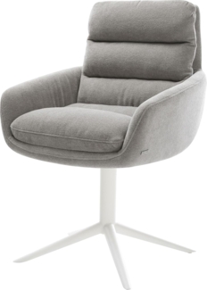 Drehstuhl Abelia-Flex mit Armlehnen Strukturstoff Soft Grau Fußkreuz Weiß 360° drehbar Wippfunktion