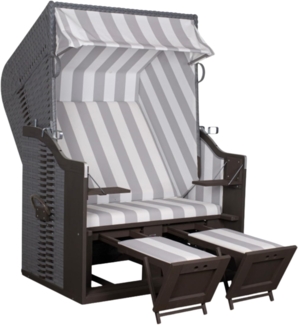 TRENDY by deVries Strandkorb "Profi Ostsee FEHMARN" PE grey Des. 989, Größe 124 x 87 x 159 cm