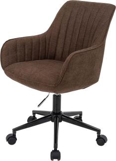Bürostuhl HWC-J62, Drehstuhl Schreibtischstuhl Lehnstuhl, Stoff/Textil mit Armlehne ~ braun