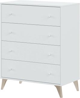 Dmora - Schubladenschrank Denver, Kommode mit 4 Schubladen, Kommode für Schlafzimmer, Moderne Kommode, cm 78x40h95, Weiß