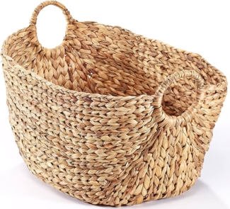 Kobolo Aufbewahrungskorb Korb aus Wasserhyazinthe mit Griffen 51x36x36cm