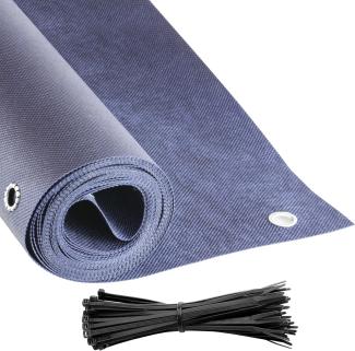 COVER IT Balkon Sichtschutz Ohne Bohren Balkonsichtschutz Blau mit Ösen 85x300 cm Sichtschutz Balkon Ohne Bohren - Sichtschutz für Balkon Terrasse - Sichtschutz Balkongeländer