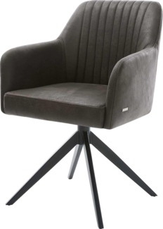 Drehstuhl Greg-Flex Mikrofaser Anthrazit Vintage Kreuzgestell breit Schwarz 360° drehbar Wippfunktion Taschenfederkern