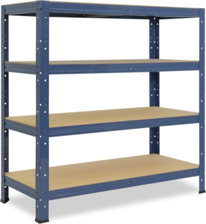 shelfplaza HOME 100x75x30 cm Schwerlastregal in blau mit 4 Böden und 175 kg Traglast pro Boden