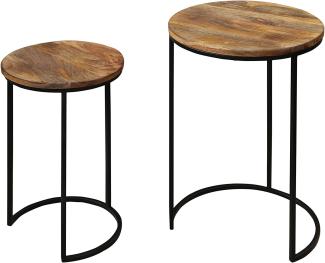 Zweisatztisch, Massivholz Mango natur, B 40 x H 60 x T 40 cm