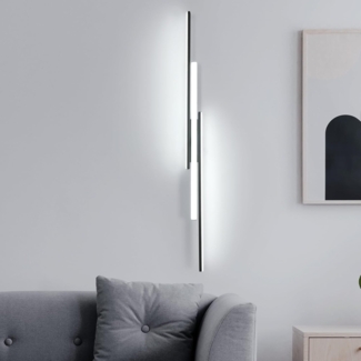 Comely LED Wandlampe Innen, Moderne 90cm 24W Schwarz LED Wandleuchte Wandleuchten für Schlafzimmer Wohnzimmer Korridor, Weißes Licht 6500K