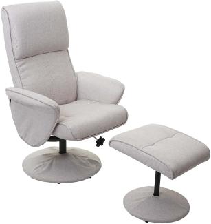 Relaxsessel Helsinki, Fernsehsessel Relaxliege TV-Sessel mit Hocker ~ Stoff/Textil, creme-beige