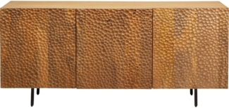 Kare Design Sideboard Hammer, Braun, Handgearbeitetes Massivholz, Jedes Stück EIN Unikat, Soft-Close Türen, 3 Türen, Ablage für Flur, Sideboard mit Stauraum für Wohnzimmer, 75 x 160 x 38 cm (H/B/T)