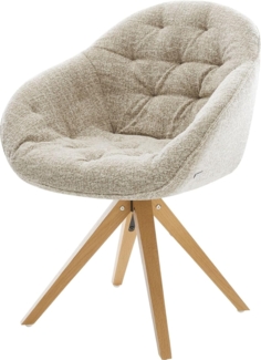 Drehstuhl Gaio-Flex Webstoff Soft Beige Holzgestell kantig Natur 180° drehbar