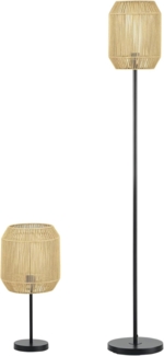 HOMCOM Stehlampe 2er-Stehlampenset mit 1 Tischleuchte, 1 Stehlampe, für Wohnzimmer, Schlafzimmer, Natur