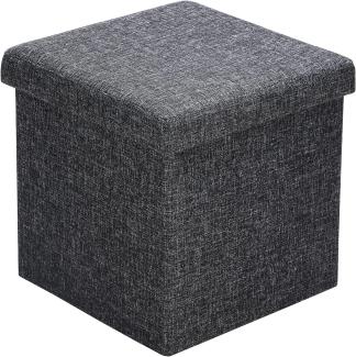 Casaria Sitzhocker, mit Stauraum Dunkelgrau Faltbar Deckel Stoff Gepolstert 40x40x40cm