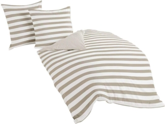 Traumschlaf Mako-Satin Bettwäsche Albklassik Stripe|200x220 cm + 2x 80x80 cm| taupe