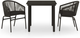 vidaXL 3-tlg. Garten-Essgruppe Schwarz 3099221