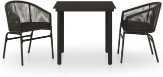 vidaXL 3-tlg. Garten-Essgruppe Schwarz 3099221