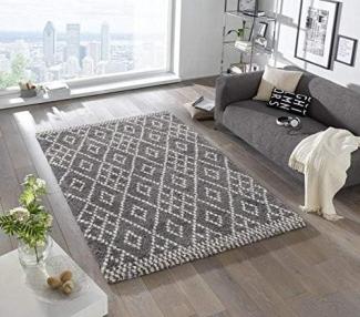 Hochflor Teppich Chess Grau Creme 160x230 cm