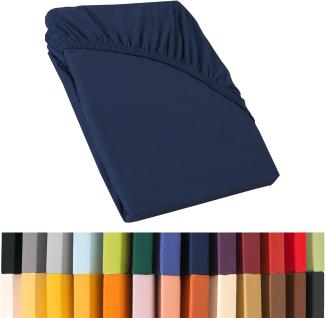 CelinaTex Relax Boxspringbett Wasserbett Spannbettlaken 180x200-200x220 cm dunkel blau Jersey Mako Baumwolle 160g/qm Laken