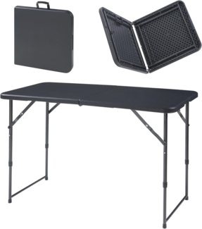 Höhenverstellbarer Klapptisch Adelfia 120x60cm Schwarz [en. casa]