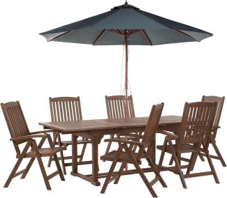 Gartentisch Set AMANTEA Akazienholz 6 Personen Grau