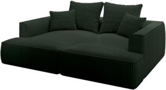 Vente-unique - Sofa 3-Sitzer - tiefe Komfortsitzfläche - grob gerippter Cord - Grün - PINETA