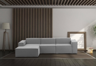 Talamo Italia - Sofa mit Halbinsel Jessica, Modulares Sofa mit linker Halbinsel, Modernes Stoffsofa, 100 % Made in Italy, 300 x 170 x 70 cm, Grau