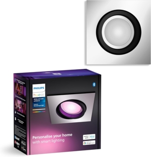 Philips Hue White & Color Ambiance Centura eckige Einbauspots 1er Pack (1.050 lm), dimmbare Deckenlampen mit 16 Mio. Farben, smarte Lichtsteuerung über Sprache und App, aluminium, neue Generation