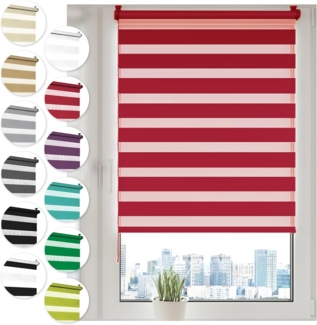 Doppelrollo Klemmfix ohne Bohren 65x150 cm Rot Duo Rollo Klemmrollo Sonnenschutzrollo Fensterrollo für Fenster & Türen Zebrarollo Seitenzugrollo