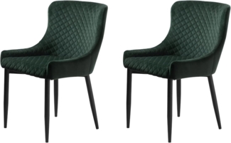 FJORDFORM Esszimmerstuhl, 2'er stühlen, Dunkel Velvet, Schwarze Beine Chair, Samt, Dunke grün, One Size