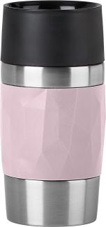 EMSA Travel Mug Compact Thermobecher, Isolierbecher, Isobecher, Thermo Becher, Edelstahl / Silikon, Puder-Rosa, 0. 3 L, N21607
