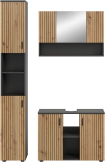 Badmöbel Set Livia in Eiche und grau 3-teilig 125 cm