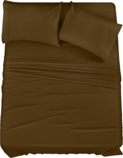 Utopia Bedding Bettwäsche-Set für King-Size-Betten, 4-teilig, gebürstete Mikrofaser, schrumpft und lichtbeständig, pflegeleicht (Kingsize, Mokka)