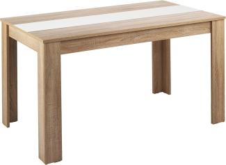 HOMEXPERTS Esstisch NICO / Küchentisch 160 cm / Esszimmertisch / Tisch in Sonoma Holz Eichen-Optik hell-braun / Wendeplatte in der Mitte wahlweise Schwarz oder Weiß / 160 x 90 x 75 cm (L x B x H)