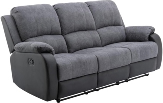 Vente-unique - Relaxsofa 3-Sitzer - Microfaser & Kunstleder - Grau & Schwarz - BRODY