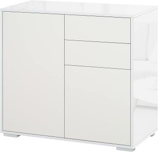 HOMCOM Standschrank Aufbewahrungsschrank Mehrzweckschrank Aktenschrank Kommode 2 Schublade 2 Türen E1 Spanplatte Weiß 79 x 36 x 74 cm