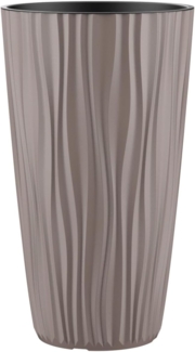 Engelland Blumentopf Pflanztopf mit herausnehmbarem Einsatz & Bewässerungssystem (1 St, robuster PP-Kunststoff), Wasserspeicher, Rillenoptik, hoch, rund, modern, UV-resistent