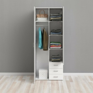 Dmora - Kleiderschrank 2 Türen Emilie, Schlafzimmermöbel, Schrank, Garderobe, 77x50 h200 cm, Weiß