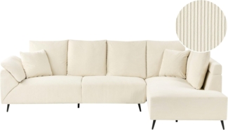 4-Sitzer Ecksofa Cord hellbeige linksseitig LUNNER