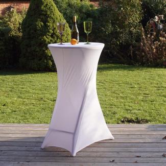 TRUTZHOLM Stehtisch Stehtisch mit weißer Husse klappbar Ø 60cm Bistrotisch Stehtisch Klapp (Set), wetterfest,zusammenklappbar