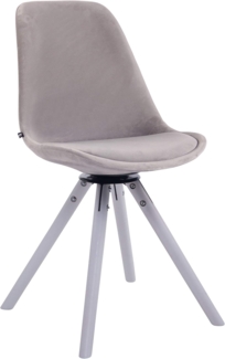 Esszimmerstuhl Troyes Samt Rund weiß, grau