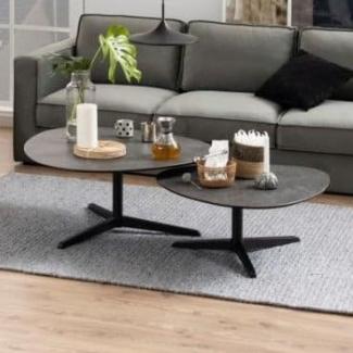 Barnsley Couchtisch 77x84 Glas Schwarz Tisch Beistelltisch Sofatisch Wohnzimmer