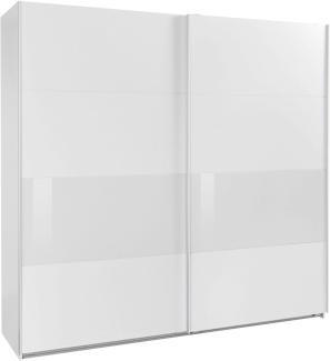 Schwebetürenschrank Bramfeld Kleiderschrank 225x64x236cm weiß Weißglas