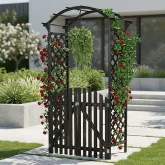 Rosenbogen Rankhilfe Torbogen Spalier Holz Rankgitter Garten Schwarz Tür Tor