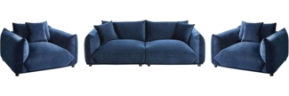 Sofa Set 5-Sitzer LUVOS Samtstoff Dunkelblau
