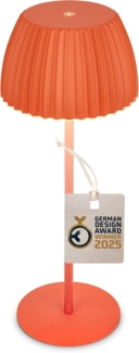 BRILONER - Riffle LED Tischlampe kabellos IP44 mit Lichtkante, Touchdimmer, Akku tauschbar, Nachttischlampe, Leselampe, LED Lampe, Akku Lampe, German Design Award Winner 2025, 14,5x36,5 cm, Orange