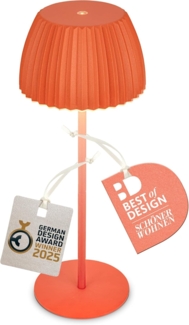 BRILONER - Riffle LED Tischlampe kabellos IP44 mit Lichtkante, Touchdimmer, Akku tauschbar, Nachttischlampe, Leselampe, LED Lampe, Akku Lampe, German Design Award Winner 2025, 14,5x36,5 cm, Orange