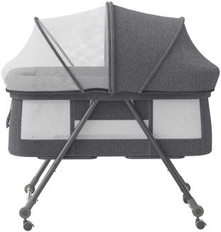 UBRAVOO Faltbares beistellbett Baby, Grab-and-go Baby Bett mit Matratze I Rollen I Reisetasche I Moskitonetz, Kinderreisebett I Kinderbett I Zustellbett für Neugeborene, Bravo Pro, Grau